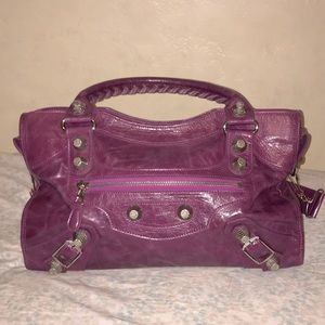 Balenciaga City GH Magenta Leather Bag